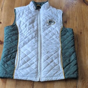 Green Bay Packers Women's Green and White Quilted Vest